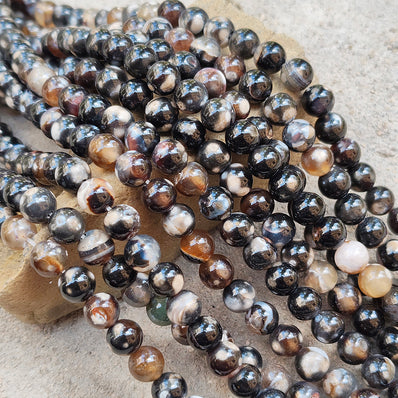 1 STRING/LINE PACK' APPROX 46-47 PIECES' 8MM SIZE FIRE AGATE BEADS