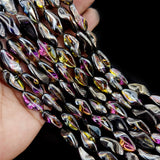 13/PCS LOT, FINE QUALITY OF AB FINISH GLASS CRYSTAL BEADS LINE, TWISTED BEADS, SIZE ABOUT 22X12MM