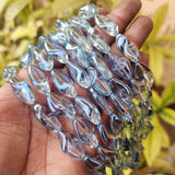 13/PCS LOT, FINE QUALITY OF AB FINISH GLASS CRYSTAL BEADS LINE, TWISTED BEADS, SIZE ABOUT 22X12MM