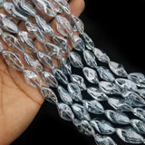 13/PCS LOT, FINE QUALITY OF AB FINISH GLASS CRYSTAL BEADS LINE, TWISTED BEADS, SIZE ABOUT 22X12MM