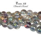 Per Strand/Line 12mm AB Clear Gray Rainbow Crystal Glass Beads, Approx 42~44 Beads in 16 inches ling