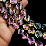 20/PCS LOT, FINE QUALITY OF AB FINISH GLASS CRYSTAL ROUND FLAT SHAPE SIZE ABOUT 16MM