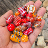 200 GRAMS PACK' RED TONE FANCY LAMPWORK BEAD MIX