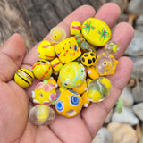 200 GRAMS PACK' YELLOW TONE FANCY LAMPWORK BEAD MIX