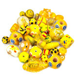 200 GRAMS PACK' YELLOW TONE FANCY LAMPWORK BEAD MIX