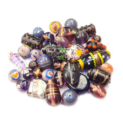 200 GRAMS PACK' PURPLE TONE FANCY LAMPWORK BEAD MIX