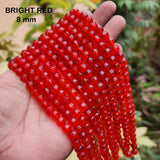 SUPER QUALITY' ROUND FACETED' 8 MM FIRE POLISHED GLASS BEADS' APPROX 43-45 BEADS SOLD BY PER LINE PACK