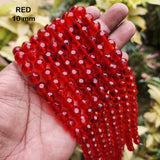 SUPER QUALITY' ROUND FACETED' 10 MM FIRE POLISHED GLASS BEADS' APPROX 31-32 BEADS SOLD BY PER LINE PACK