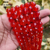 SUPER QUALITY' ROUND FACETED' 12 MM FIRE POLISHED GLASS BEADS' APPROX 28-29 BEADS SOLD BY PER LINE PACK