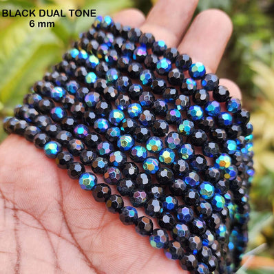 SUPER QUALITY' ROUND FACETED' 6 MM FIRE POLISHED GLASS BEADS' APPROX 50-51 BEADS SOLD BY PER LINE PACK
