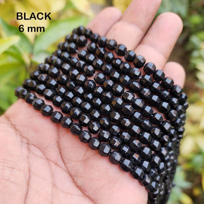 SUPER QUALITY' ROUND FACETED' 6 MM FIRE POLISHED GLASS BEADS' APPROX 58-60 BEADS SOLD BY PER LINE PACK