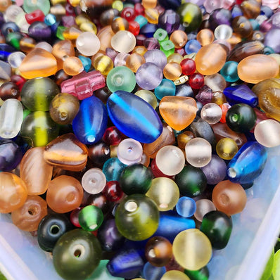 100 GRAMS PACK' ASSORTED PACK OF FROST MATT FINISH GLASS BEADS