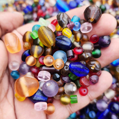 100 GRAMS PACK' ASSORTED PACK OF FROST MATT FINISH GLASS BEADS