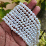 52PCS/STRAND/LINE NATURAL FRESHWATER PEARL BEADS NATURAL COLOR PEARL BEADS SPHERICAL SHAPE' FOR DIY NECKLACE BRACELET JEWELRY MAKING BEADING SUPPLIES IN SIZE ABOUT 6.5-7MM