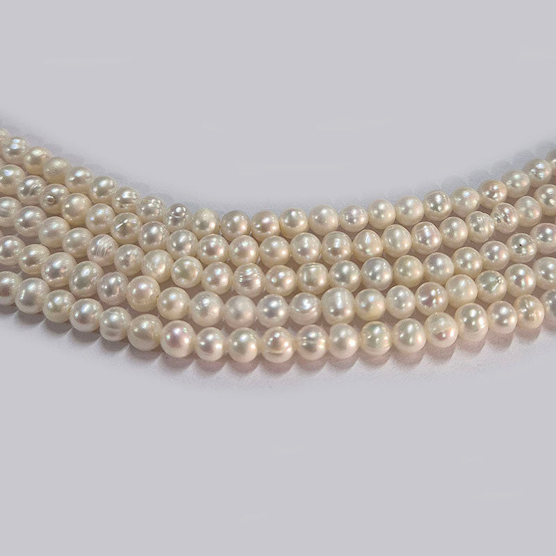 High-quality Freshwater Pearl Beads with natural shine and smooth texture. Perfect for necklaces, bracelets, and premium jewelry making. Ideal for designers and DIY creators. 4.5mm Approximately size Sold Per Line, About  80 Beads