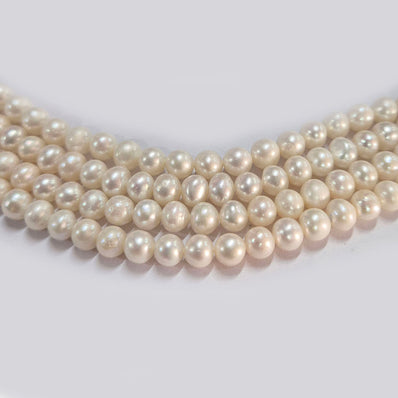 High-quality Freshwater Pearl Beads with natural shine and smooth texture. Perfect for necklaces, bracelets, and premium jewelry making. Ideal for designers and DIY creators. 6mm Approximately size Sold Per Line, About  68 Beads