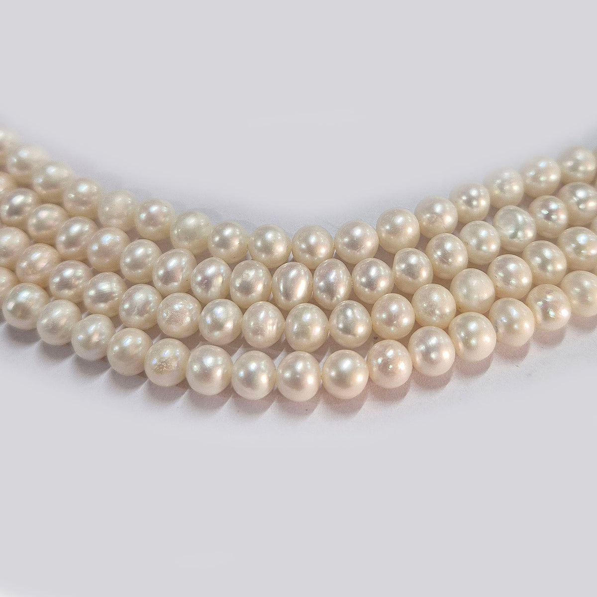 High-quality Freshwater Pearl Beads with natural shine and smooth texture. Perfect for necklaces, bracelets, and premium jewelry making. Ideal for designers and DIY creators. 6mm Approximately size Sold Per Line, About  68 Beads