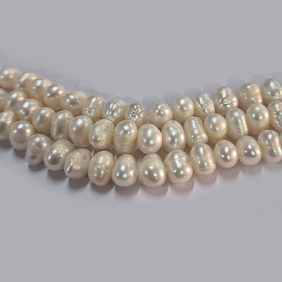 High-quality Freshwater Pearl Beads with natural shine and smooth texture. Perfect for necklaces, bracelets, and premium jewelry making. Ideal for designers and DIY creators. 7~9mm Approximately size Sold Per Line, About  60 Beads