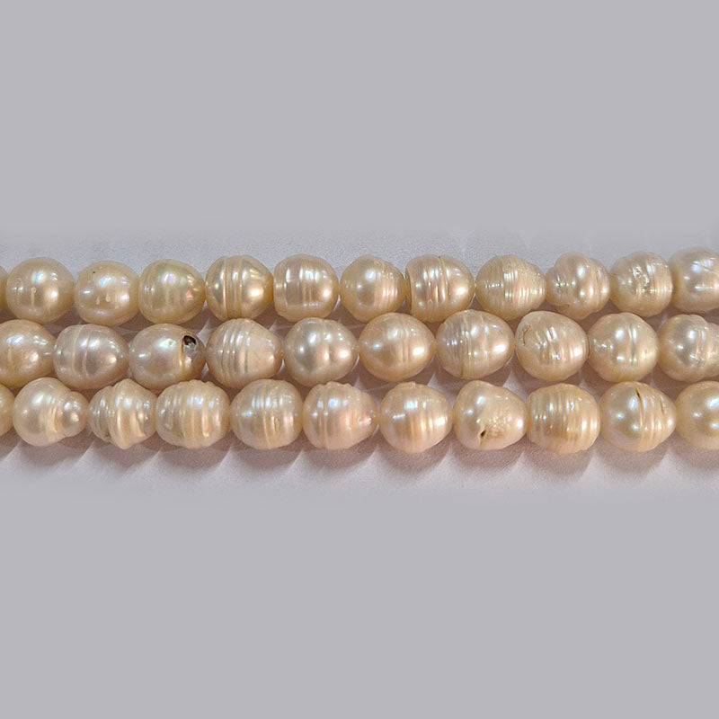 High-quality Freshwater Pearl Beads with natural shine and smooth texture. Perfect for necklaces, bracelets, and premium jewelry making. Ideal for designers and DIY creators. 8~9mm Approximately size Sold Per Line, About  47~48 Beads