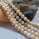 Freshwater, Pear, Real, Pearl, Sold, Per, Line, about,  55 Beads, String, Potato Natural, Color Size, Approximately 7mm