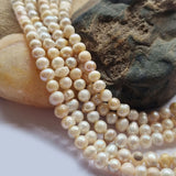 Freshwater, Pear, Real, Pearl, Sold, Per, Line, about,  74 Beads, String, Potato Natural, Color Size, Approximately 5mm