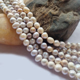 Freshwater, Pear, Real, Pearl, Sold, Per, Line, about,  58 Beads, String, Potato Natural, Color Size, Approximately 6mm