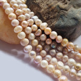 Freshwater, Pear, Real, Pearl, Sold, Per, Line, about,  66 Beads, String, Potato Natural, Color Size, Approximately 6mm