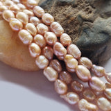 Freshwater, Pear, Real, Pearl, Sold, Per, Line, about,  42 Beads, String, Oval Natural, Color Size, Approximately 6~9mm