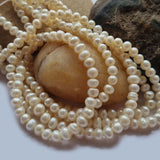 Freshwater, Pear, Real, Pearl, Sold, Per, Line, about,  106 Beads, String, Round Natural, Color Size, Approximately 4mm