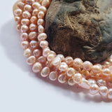 Freshwater, Pear, Real, Pearl, Sold, Per, Line, about,  56 Beads, String, Flat, round Natural, Color Size, Approximately 6~7mm