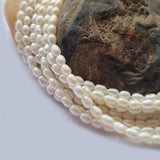 Freshwater, Pear, Real, Pearl, Sold, Per, Line, about,  80 Beads, String, Oval Natural, Color Size, Approximately 4x6mm