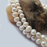 Freshwater, Pear, Real, Pearl, Sold, Per, Line, about,  44 Beads, String, Potato Natural, Color Size, Approximately 10mm