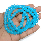 8mm Jelly Glass Beads – Smooth Translucent Beads (Approx 100 Beads/Strand) Turquoise Blue color