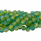 1 Long String about 32 inches long, approx. 100~103 Beads in string, Fine quality of 8mm Size dual Color Crackle Glass beads for jewelry making. Green and Yellow tone