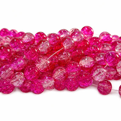 1 Long String about 32 inches long, approx. 100~103 Beads in string, Fine quality of 8mm Size dual Color Crackle Glass beads for jewelry making. Red and white tone