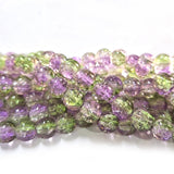 1 Long String about 32 inches long, approx. 100~103 Beads in string, Fine quality of 8mm Size dual Color Crackle Glass beads for jewelry making. Purple and Green tone