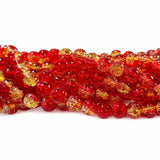 1 Long String about 32 inches long, approx. 100~103 Beads in string, Fine quality of 8mm Size dual Color Crackle Glass beads for jewelry making. Red and Yellow tone