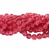 1 Long String about 32 inches long, approx. 100~103 Beads in string, Fine quality of 8mm Size dual Color Crackle Glass beads for jewelry making. Cherry Pink color