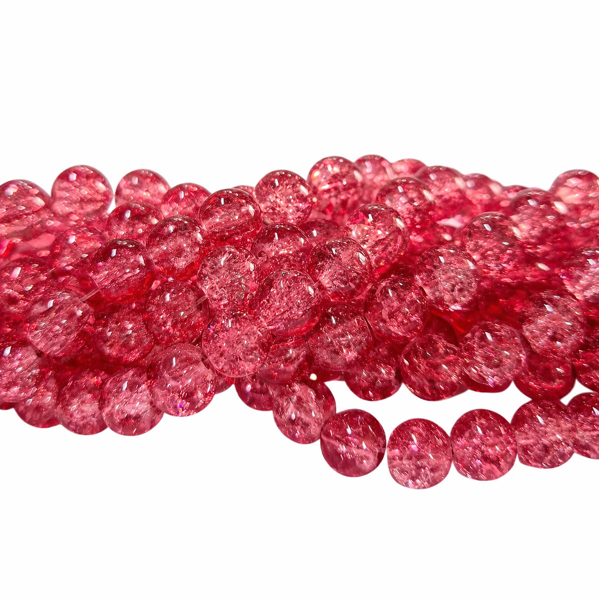1 Long String about 32 inches long, approx. 100~103 Beads in string, Fine quality of 8mm Size dual Color Crackle Glass beads for jewelry making. Cherry Pink color