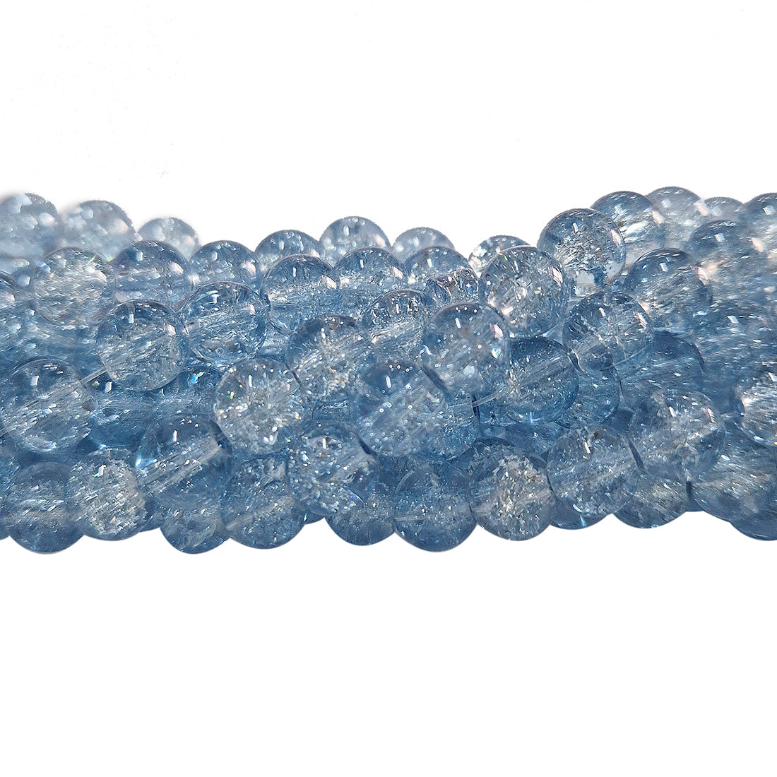1 Long String about 32 inches long, approx. 100~103 Beads in string, Fine quality of 8mm Size dual Color Crackle Glass beads for jewelry making. Sky Blue color