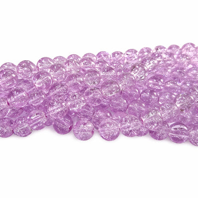1 Long String about 32 inches long, approx. 100~103 Beads in string, Fine quality of 8mm Size dual Color Crackle Glass beads for jewelry making. Lavendar color