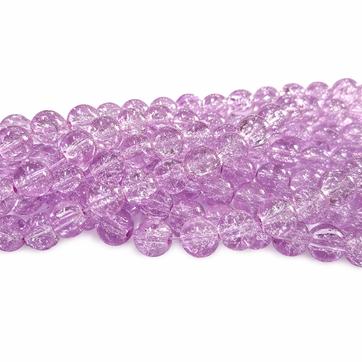 1 Long String about 32 inches long, approx. 100~103 Beads in string, Fine quality of 8mm Size dual Color Crackle Glass beads for jewelry making. Lavendar color