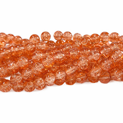 1 Long String about 32 inches long, approx. 100~103 Beads in string, Fine quality of 8mm Size dual Color Crackle Glass beads for jewelry making. Peach color