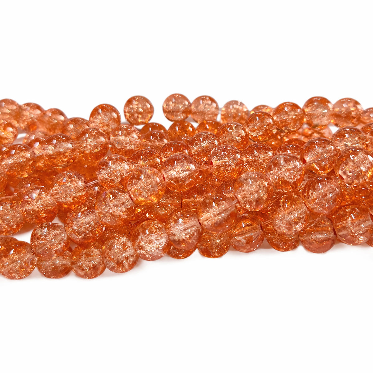 1 Long String about 32 inches long, approx. 100~103 Beads in string, Fine quality of 8mm Size dual Color Crackle Glass beads for jewelry making. Peach color