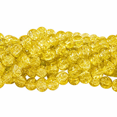 1 Long String about 32 inches long, approx. 100~103 Beads in string, Fine quality of 8mm Size dual Color Crackle Glass beads for jewelry making. Yellow color