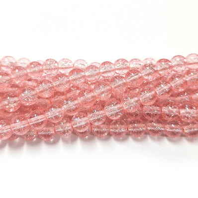 1 Long String about 32 inches long, approx. 100~103 Beads in string, Fine quality of 8mm Size dual Color Crackle Glass beads for jewelry making. Rose Pink Color