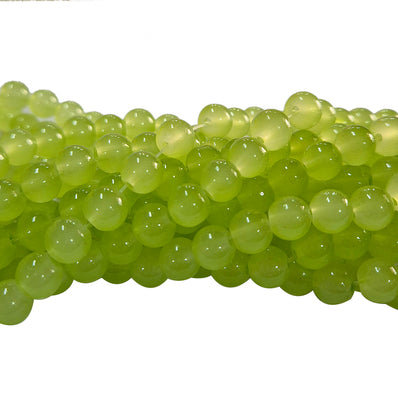 8mm Jelly Glass Beads – Smooth Translucent Beads (Approx 100 Beads/Strand) Lime color