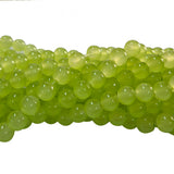 8mm Jelly Glass Beads – Smooth Translucent Beads (Approx 100 Beads/Strand) Lime color