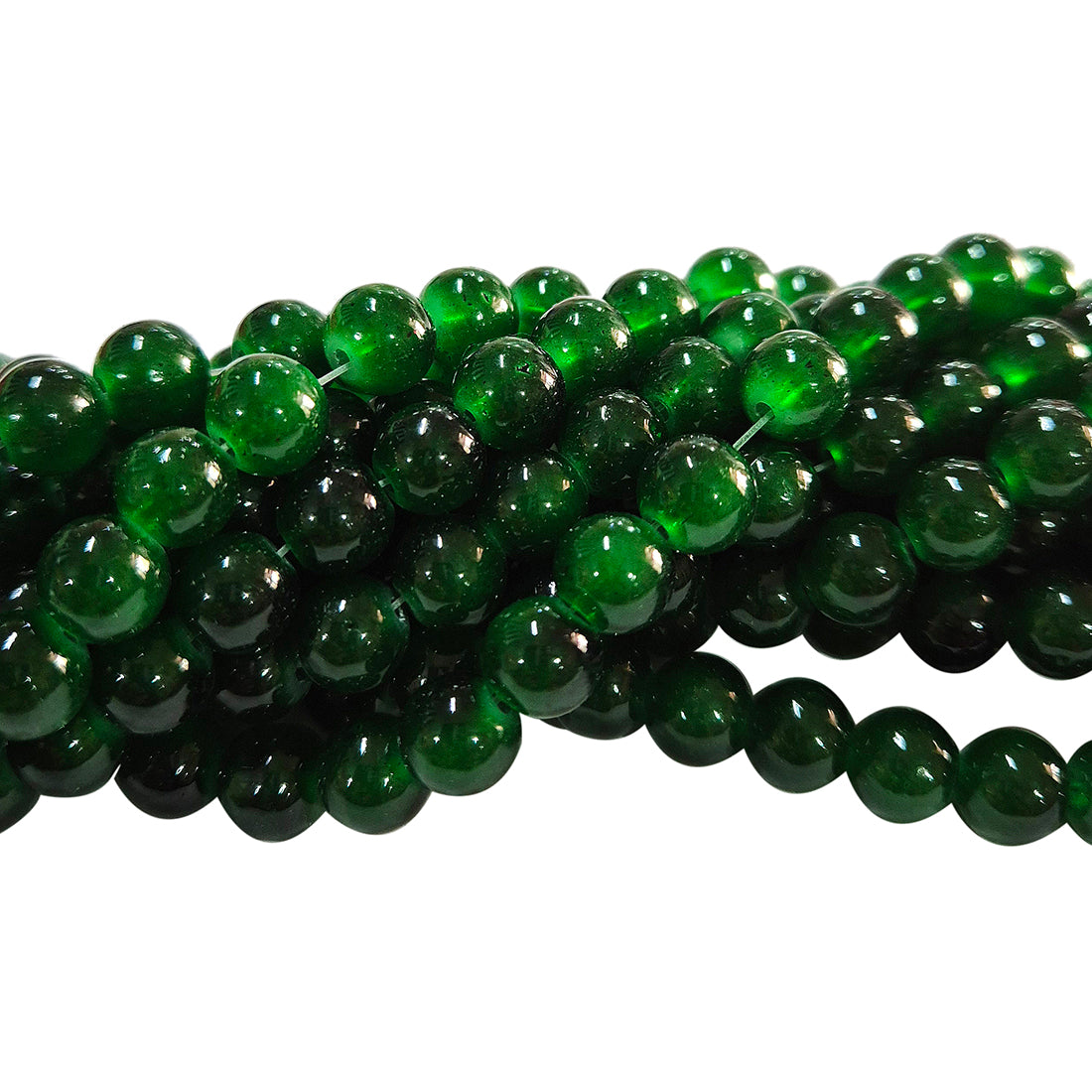 8mm Jelly Glass Beads – Smooth Translucent Beads (Approx 100 Beads/Strand) Green color