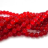 8mm Jelly Glass Beads – Smooth Translucent Beads (Approx 100 Beads/Strand) Bright Red